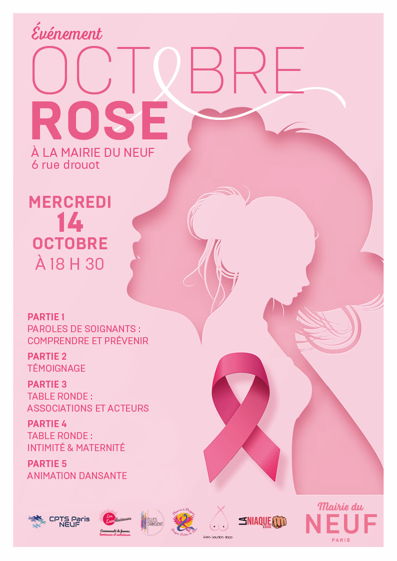 Affiche : Sensibilisation Octobre Rose Mairie du 9  édition 2026