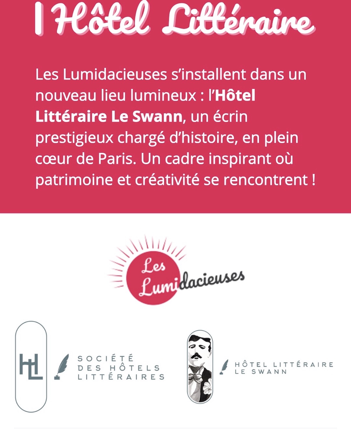 Partenariat Société des Hôtels Littéraires — Hôtel Littéraire Le Swann