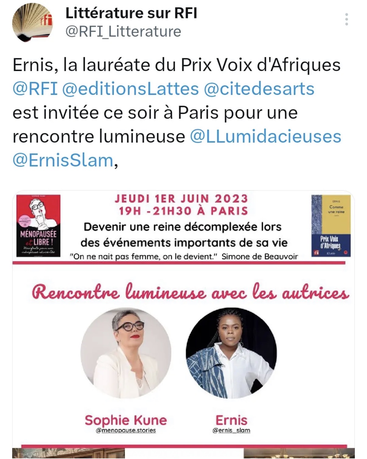Soirée littéraire et lumineuse Sophie Kune & Ernis
