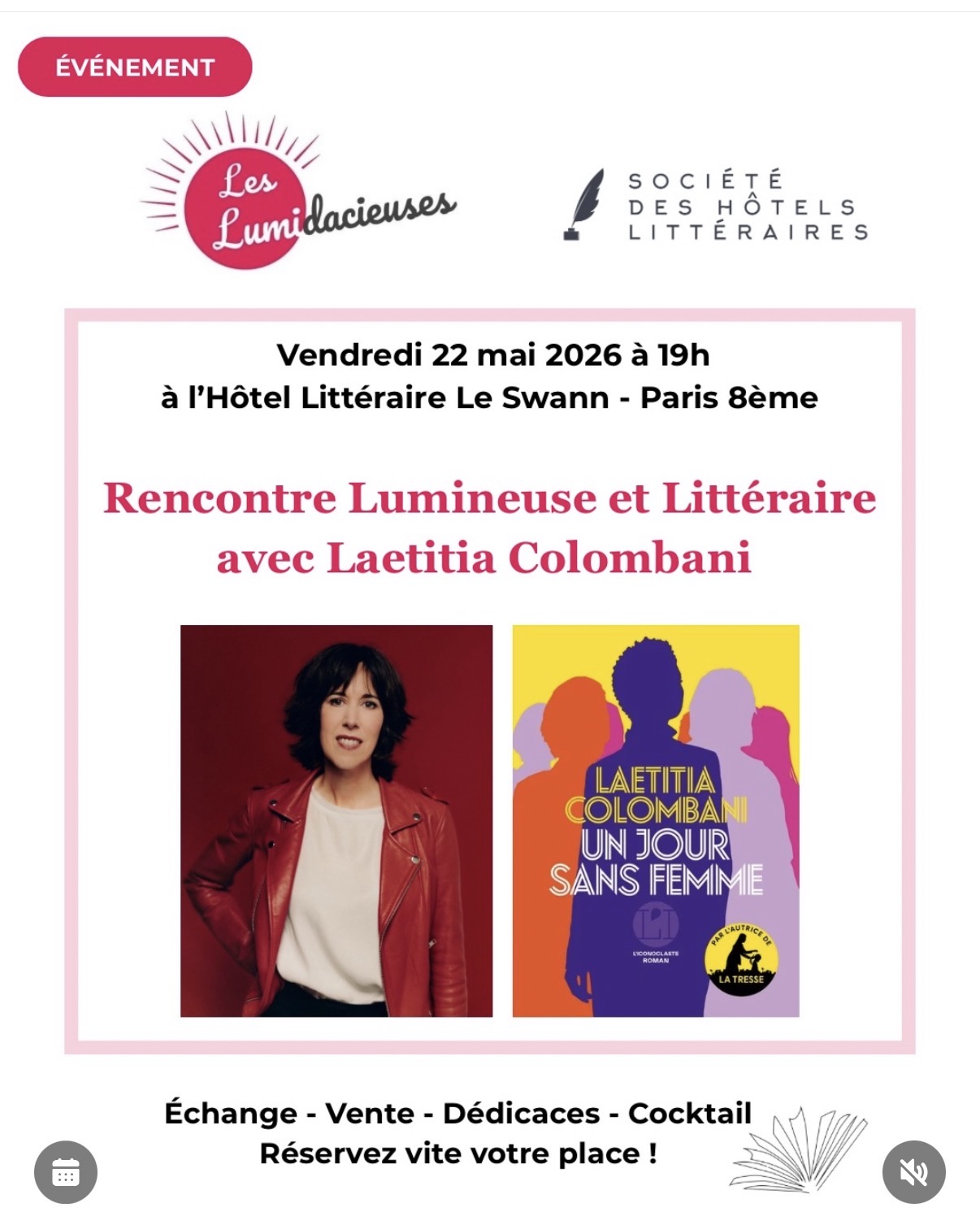 Soirée littéraire Laetitia Colombani — autrice de La Tresse